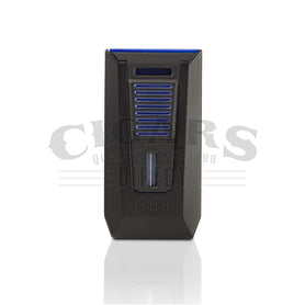 Colibri Slide Double Jet Flame Lighter Matte Black and Blue Front View