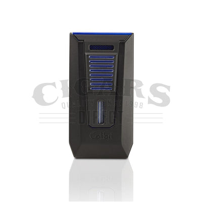 Colibri Slide Double Jet Flame Lighter Matte Black and Blue Front View