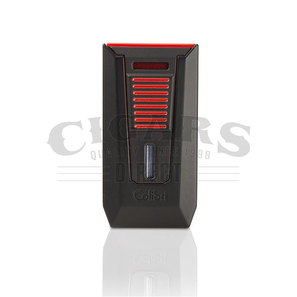 Colibri Slide Double Jet Flame Lighter Matte Black and Red Front View