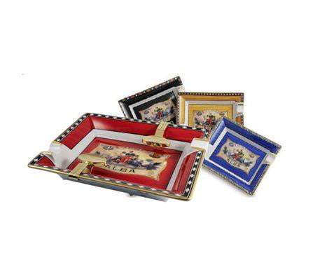 Elie Bleu Alba Black Porcelain Ashtray with 2 Gold Bridges