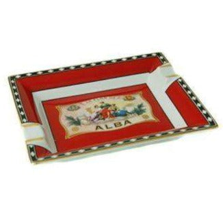 Elie Bleu Alba Red Porcelain Ashtray with 2 Gold Bridges