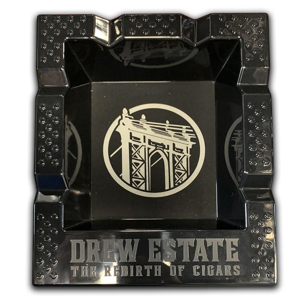 Drew Estate Logo Black Rectangular 4 Cigar Ashtray Top View