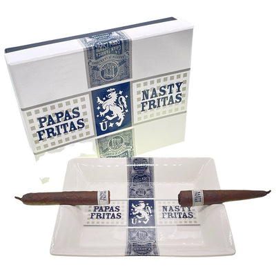 Drew Estate White Liga Privada Unico Series Fritas Ashtray with Cigars