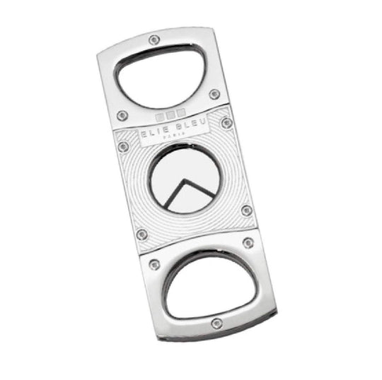 Elie Bleu Double Blade Polished Stainless Etched Lines Cigar Cutter