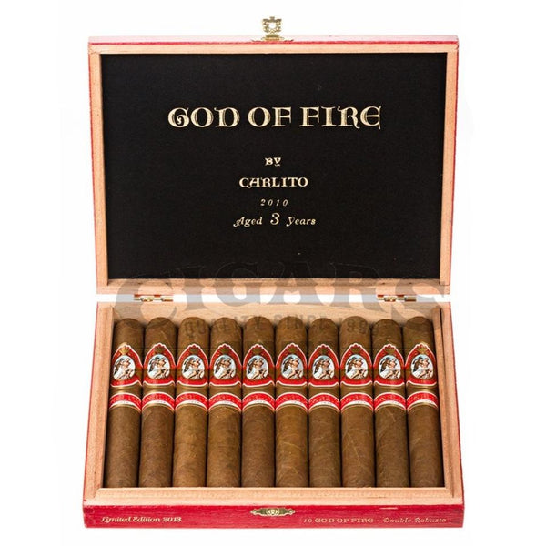 God of Fire By Carlito Double Robusto Box Open