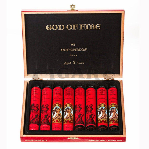 God of Fire By Don Carlos Robusto Gordo 54 Box Open