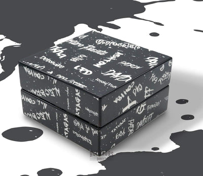 Graffiti Black and White Ashtray Set Splash