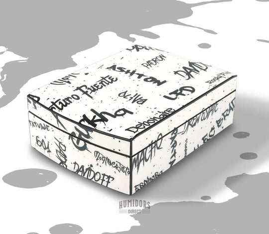 Graffiti White and Black Travel Humidor Set