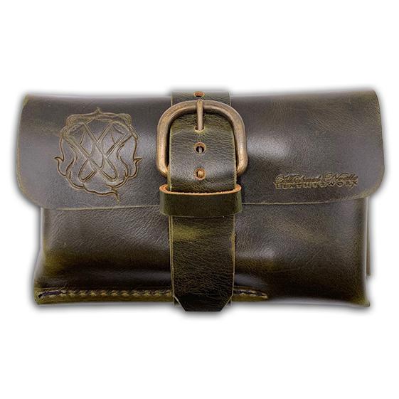 Cigar Pxrn Leather Pouch Green Closed