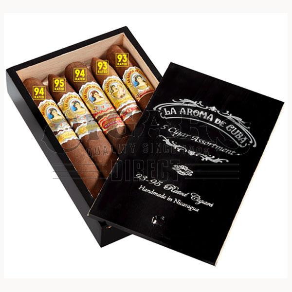 La Aroma de Cuba 5 Cigar Assortment Sampler Box Open