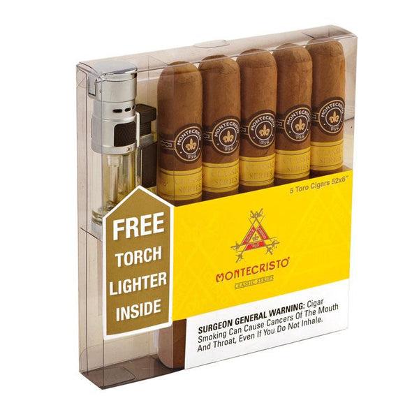 Montecristo Classic Toro 5-Pack Plus Lighter 5-Pack