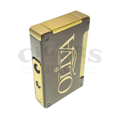 Oliva Brand Brown and Gold Table Top Lighter with Punch