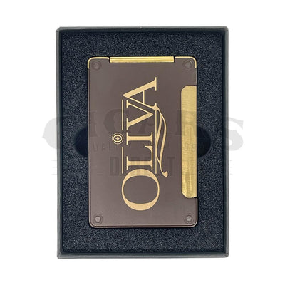 Oliva Brand Brown and Gold Table Top Lighter In Box