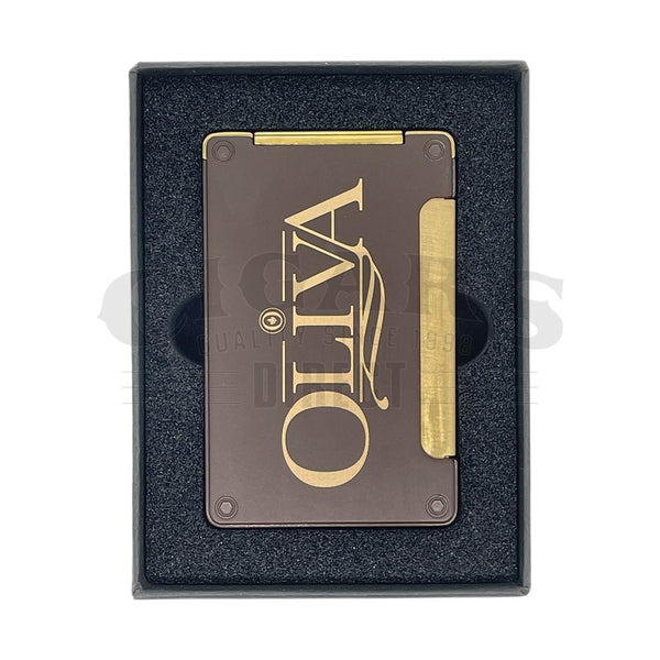 Oliva Brand Brown and Gold Table Top Lighter In Box