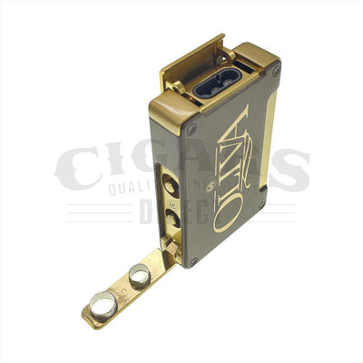 Oliva Brand Brown and Gold Table Top Lighter Open Punch