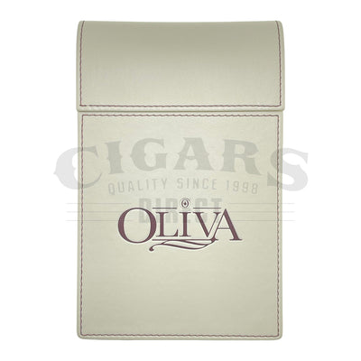 Oliva Light Leather and Hand Stiched Hard Cover Cigar Case Front View