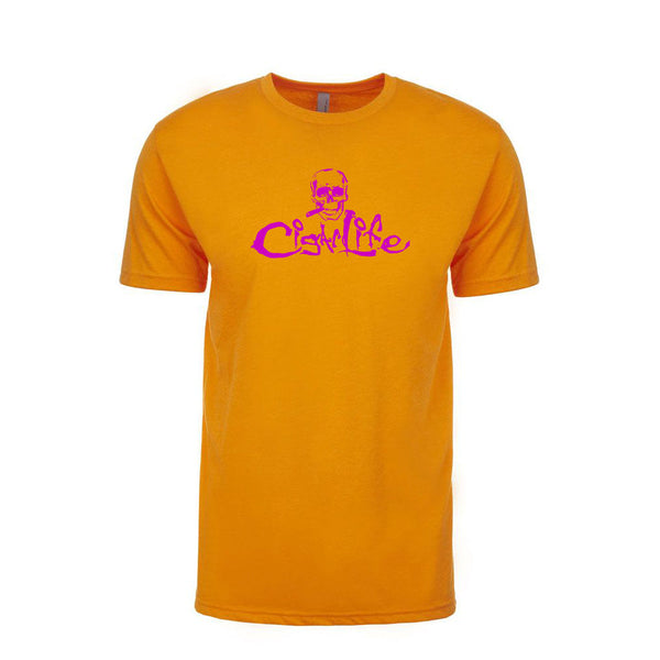 Orange with Pink Cigarlife Mens Crew Neck T-Shirt