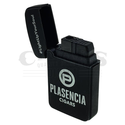 Plasencia Single Torch Black Lighter Open