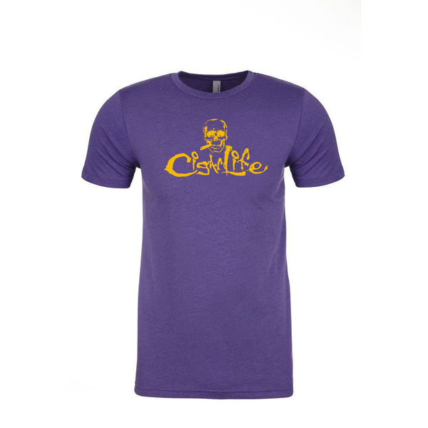 Purple with Gold Cigarlife Mens Crew Neck T-Shirt