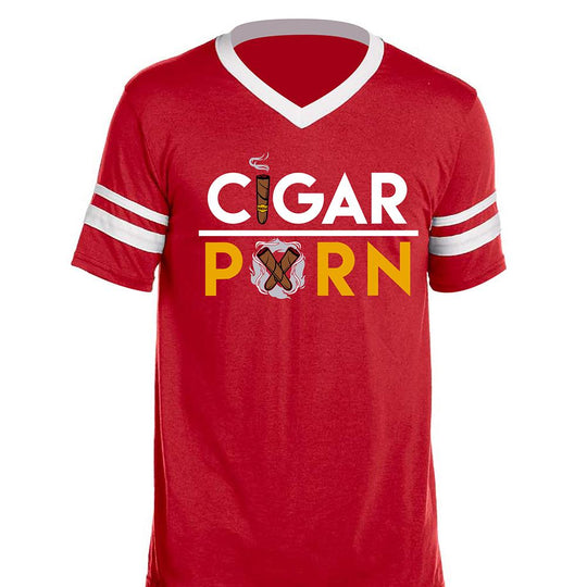 Red Cigar Pxrn Classic Men's V-Neck Sleeve Stripe Jersey