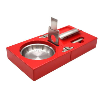 Candy Apple Red Ashtray Set Open