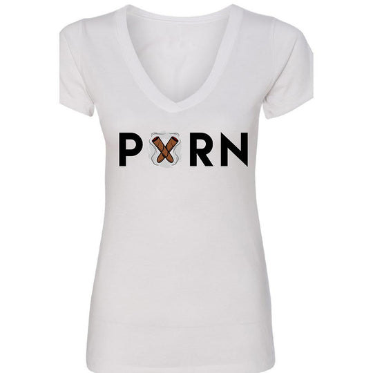 White Pxrn Women's V-Neck T-Shirt