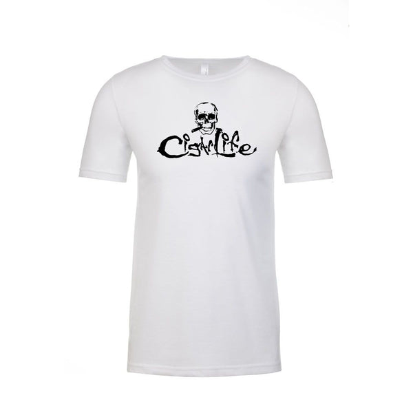 White with Black Cigarlife Mens Crew Neck T-Shirt